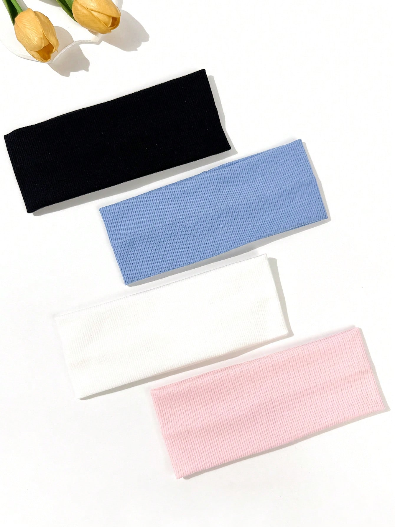 Yoga Fitness Stretching Strap - 4-piece set of solid-color hair bands