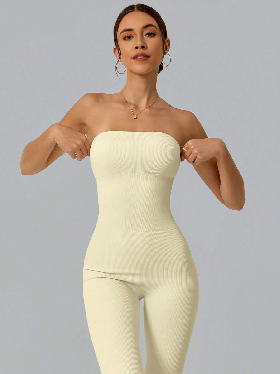 Solid Color Seamless Tube Top  – обзор и цена Yoga Fitness Stretching