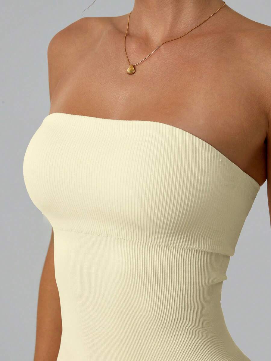 Solid Color Seamless Tube Top  – обзор и цена Yoga Fitness Stretching
